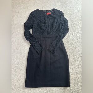 Monique Lhuillier Black Lace Mini Dress Cocktail Designer Women’s Size 2